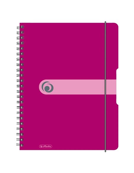 Caiet A4 EOTG cu spira si elastic Herlitz, 80 file, 80 g/mp, Matematica, coperta PP Fucsia opac