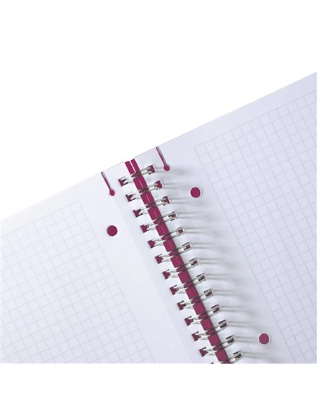 Caiet A4 EOTG cu spira si elastic Herlitz, 80 file, 80 g/mp, Matematica, coperta PP Fucsia opac
