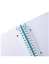 Caiet A4 EOTG cu spira si elastic Herlitz, 80 file, 80 g/mp, Matematica, coperta PP Albastru Transparent