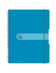 Caiet A4 EOTG cu spira si elastic Herlitz, 80 file, 80 g/mp, Matematica, coperta PP Albastru Transparent