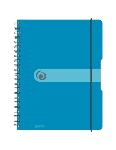 Caiet A4 EOTG cu spira si elastic Herlitz, 80 file, 80 g/mp, Matematica, coperta PP Albastru Transparent