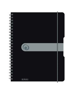 Caiet A4 EOTG cu spira si elastic Herlitz, 80 file, 80 g/mp, Matematica, coperta PP Negru Opac