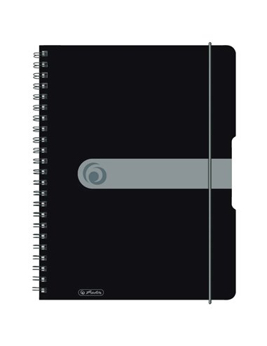 Caiet A4 EOTG cu spira si elastic Herlitz, 80 file, 80 g/mp, Matematica, coperta PP Negru Opac