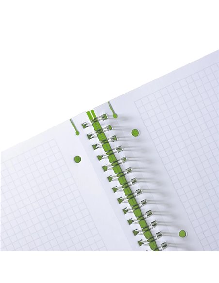 Caiet A4 EOTG cu spira si elastic Herlitz, 80 file, 80 g/mp, Matematica, coperta PP Verde Opac