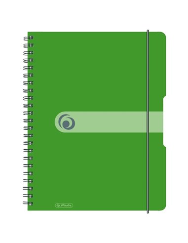Caiet A4 EOTG cu spira si elastic Herlitz, 80 file, 80 g/mp, Matematica, coperta PP Verde Opac