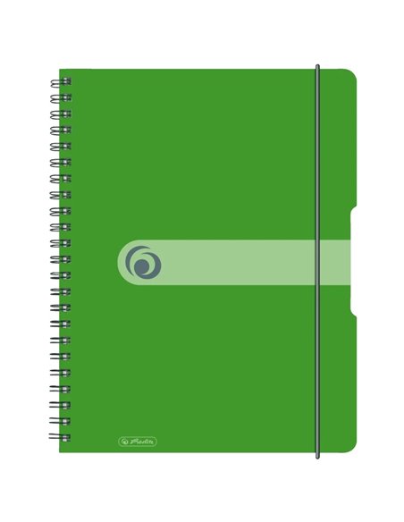 Caiet A4 EOTG cu spira si elastic Herlitz, 80 file, 80 g/mp, Matematica, coperta PP Verde Opac