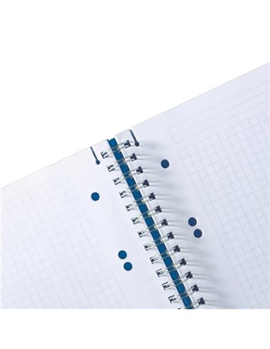 Caiet A5 EOTG cu spira si elastic Herlitz, 80 file, 80 g/mp, Matematica, coperta PP Albastru Opac