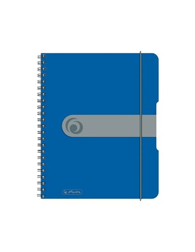Caiet A5 EOTG cu spira si elastic Herlitz, 80 file, 80 g/mp, Matematica, coperta PP Albastru Opac