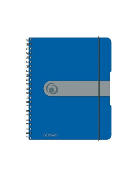 Caiet A5 EOTG cu spira si elastic Herlitz, 80 file, 80 g/mp, Matematica, coperta PP Albastru Opac