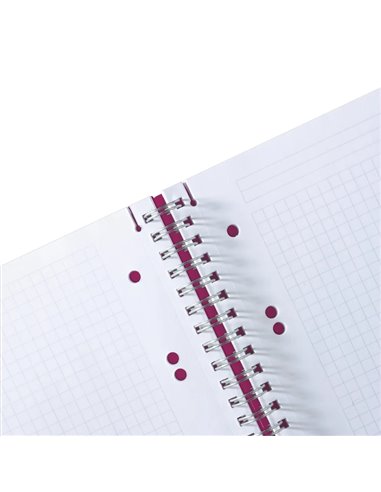 Caiet A5 EOTG cu spira si elastic Herlitz, 80 file, 80 g/mp, Matematica, coperta PP Fucsia Opac