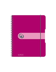 Caiet A5 EOTG cu spira si elastic Herlitz, 80 file, 80 g/mp, Matematica, coperta PP Fucsia Opac