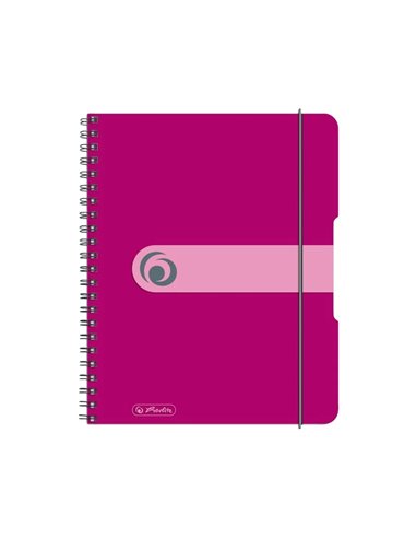 Caiet A5 EOTG cu spira si elastic Herlitz, 80 file, 80 g/mp, Matematica, coperta PP Fucsia Opac