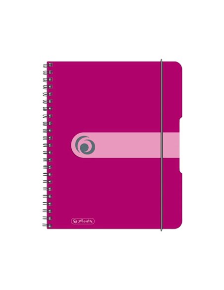 Caiet A5 EOTG cu spira si elastic Herlitz, 80 file, 80 g/mp, Matematica, coperta PP Fucsia Opac