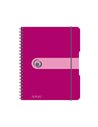 Caiet A5 EOTG cu spira si elastic Herlitz, 80 file, 80 g/mp, Matematica, coperta PP Fucsia Opac