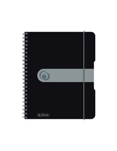 Caiet A5 EOTG cu spira si elastic Herlitz, 80 file, 80 g/mp, Matematica, coperta PP Negru Opac