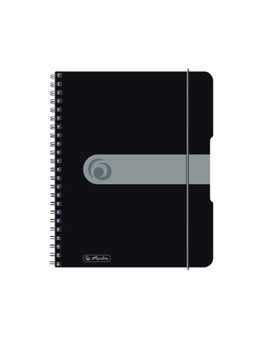 Caiet A5 EOTG cu spira si elastic Herlitz, 80 file, 80 g/mp, Matematica, coperta PP Negru Opac