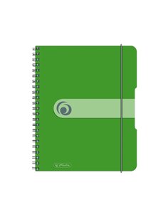 Caiet A5 EOTG cu spira si elastic Herlitz, 80 file, 80 g/mp, Matematica, coperta PP Verde