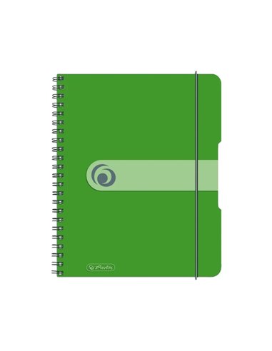 Caiet A5 EOTG cu spira si elastic Herlitz, 80 file, 80 g/mp, Matematica, coperta PP Verde