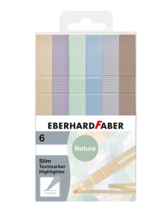 EF551505,Textmarker slim patrat set 6 buc nuante naturale eberhard faber