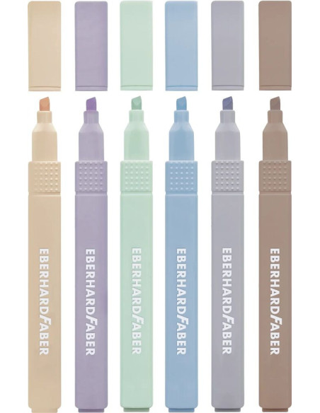 EF551505,Textmarker slim patrat set 6 buc nuante naturale eberhard faber