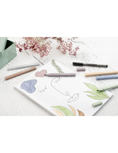 EF551505,Textmarker slim patrat set 6 buc nuante naturale eberhard faber