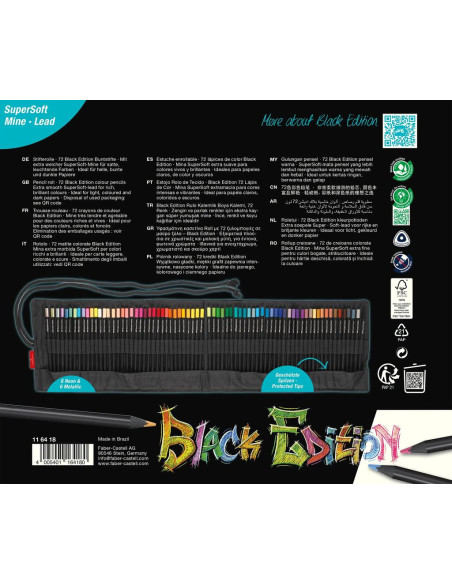 FC116418,Rollup 72 creioane colorate black edition faber-castell