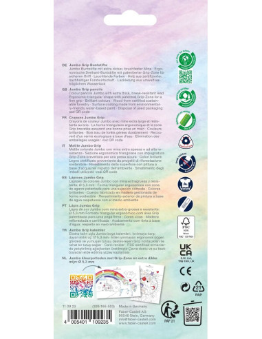 FC110923,Creioane colorate 8+2 culori jumbo grip unicorni faber-castell