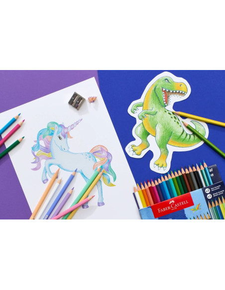 FC111222,Creioane colorate 18+6 culori dinozauri faber-castell