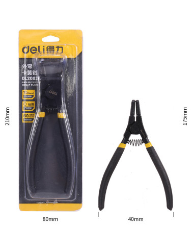 DL20024,Cleste cu varf subtire curbat 7 inch negru dl20024 deli