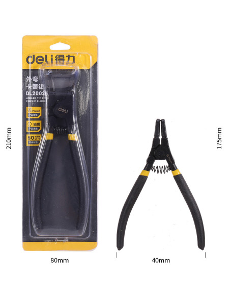 DL20024,Cleste cu varf subtire curbat 7 inch negru dl20024 deli