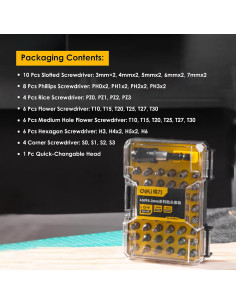 DL250045,Set surubelnita + 45 capete in cutie plastic DELI DL250045 2