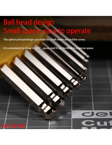 DL230108,Set 8 buc chei imbus cap sferic DELI DL230108