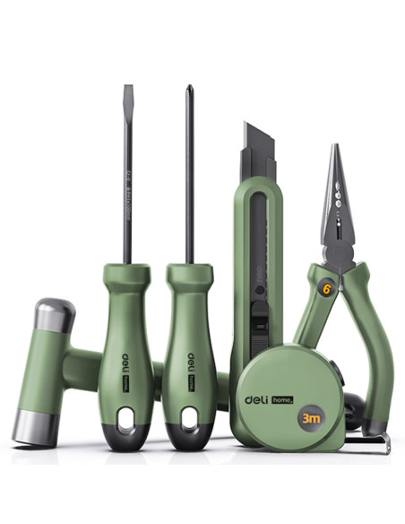 DLEHT0006L,Trusa scule DELI DLEHT0006L, 6 piese de baza, verde home series
