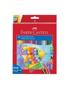 Creioane Colorate Acuarela FABER-CASTELL FC114448, 48 Buc + pensula