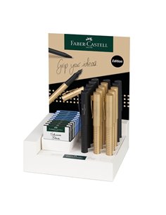 Display 15 buc stilou grip 2011 black&gold faber-castell