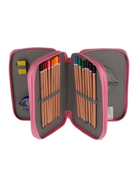 Penar echipat cu 3 fermoare Pigna, 33 piese, Motiv unicorn Penar echipat cu 3 fermoare Pigna, 33 piese, Motiv unicorn