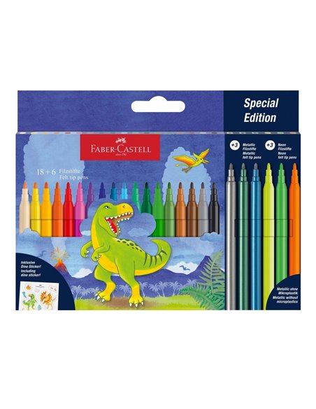 Carioca 18+6 culori dinozauri faber-castell