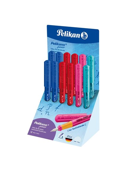 Stilou Pelikano Junior, penita A pentru dreptaci, grip ergonomic, display 12 bucati, Culori asortate 