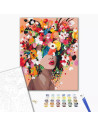 P4263,Set Pictura pe numere 40x50cm, Brushme - Coafura femeie cu flori - panza, cadru de lemn, pensule, culori acrilice, BS41053