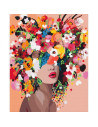 P4263,Set Pictura pe numere 40x50cm, Brushme - Coafura femeie cu flori - panza, cadru de lemn, pensule, culori acrilice, BS41053