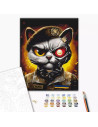 P4267,Set Pictura pe numere 40x50cm, Brushme - Motanul soldat - panza, cadru de lemn, pensule, culori acrilice, BS53419