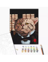 P4269,Set Pictura pe numere 40x50cm, Brushme - Motanul mafiot - panza, cadru de lemn, pensule, culori acrilice, BS53512