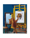 P4273,Set Pictura pe numere 40x50cm, Brushme - Motanul pictor - panza, cadru de lemn, pensule, culori acrilice, BS53459