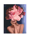 P4283,Set Pictura pe numere 40x50cm, Brushme - Fata gratioasa floare - panza, cadru de lemn, pensule, culori acrilice, BS34806