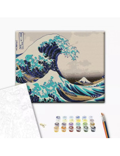 P4290,Set Pictura pe numere 40x50cm, Brushme - Tsunami - panza, cadru de lemn, pensule, culori acrilice, BS21794