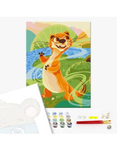 P4312,Set Pictura pe numere 30x40cm, Brushme - Suricata - panza, cadru de lemn, pensule, culori acrilice, KBS0145