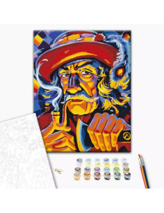 P4282,Set pictura pe numere 40x50cm, Brushme - Bunicul din munti - Oleg Loburak - pensule, culori, BS53765