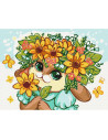 P4293,Set pictura pe numere 30x40cm, Brushme - Iepuras cu flori - pensule, culori, KBS0141