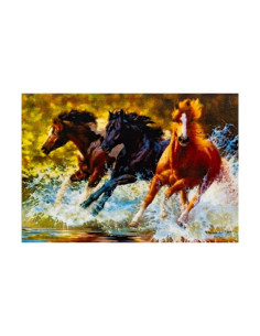 S2490,Set creativ - pictura cu diamante 40x50cm, CNX Paint by Beads - 3 cai salbatici - cu cifre si litere, 8247