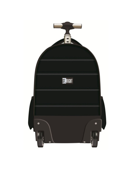 G750,Ghiozdan St.Majewski St.Right Chessboard Butterflies, 44cm, 4 compartimente, tip troller, roti silicon, negru